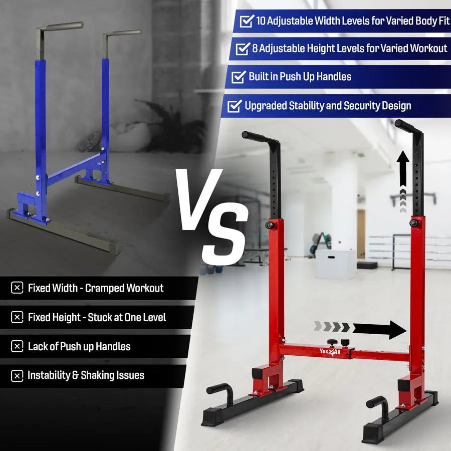 Dip Stand 500 LBS Capacity, 80 Levels Adjustable Dip Bars, Dip Station Machine for Home Gym