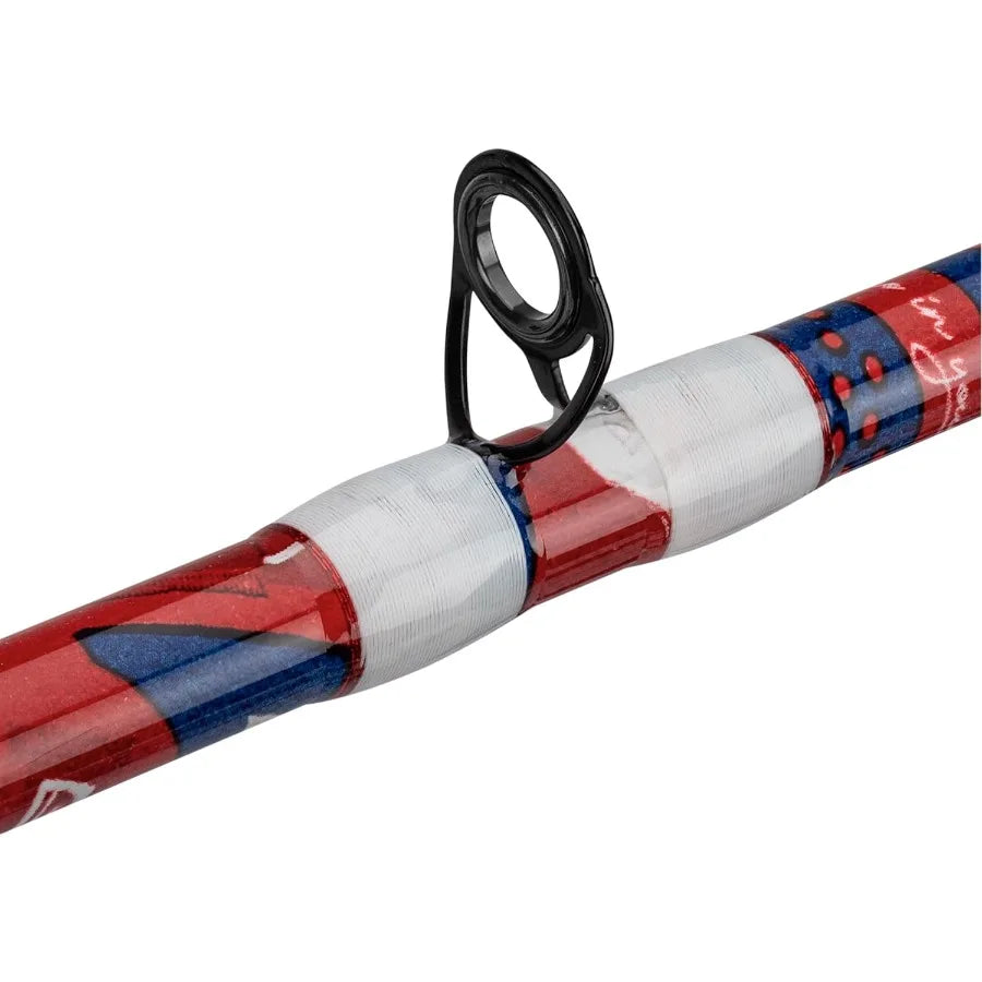 Krazy Americana Baitcast Combo with 7' 1pc Medium Heavy IM7 Graphite Rod and Cork Grips Ideal for Precision Castin