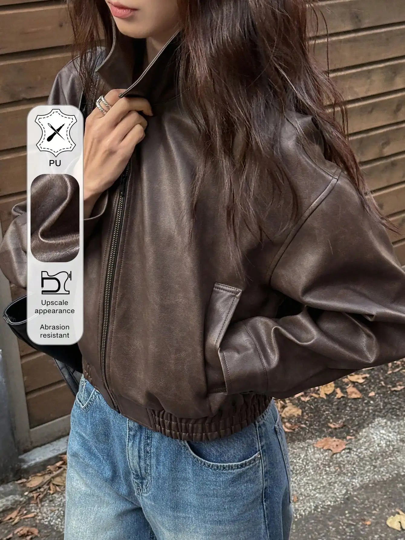 DAZY Spring New Vintage Leather Jacket Short Women Regular Jacket For Valentine's Day,Fall Clothes