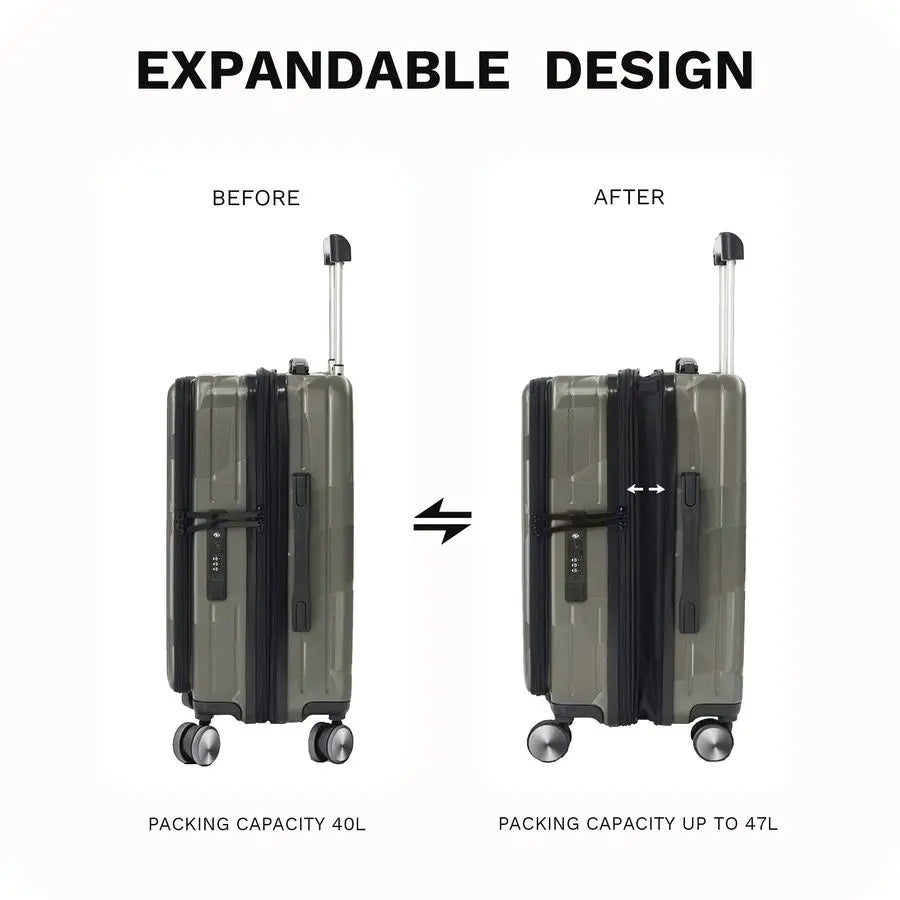 inch Carry On Luggage Expandable Top Opening Clamshell Opening, TSA Approved Carry On Luggage Hard Shell Suitcases, Lightweight