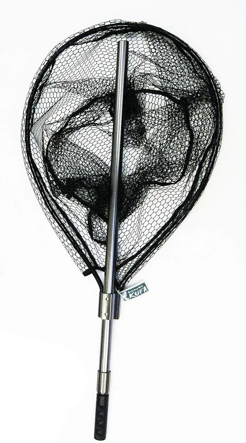 Large Retractable Aluminum Fishing Net with Telescopic Handle, 20x27 Inch Hoop