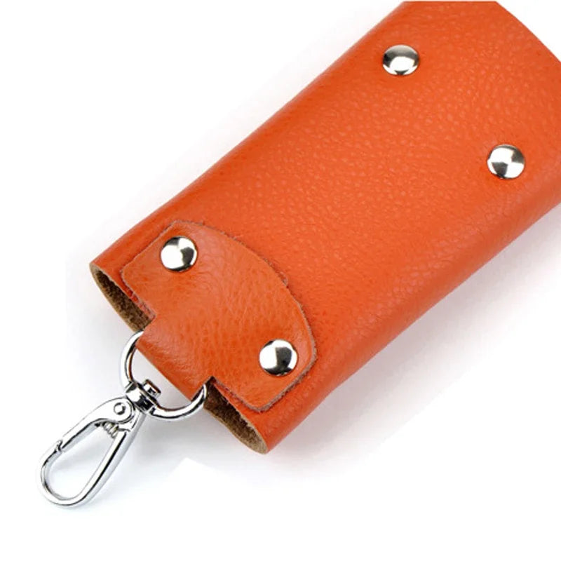 Hot Unisex Fashion Cowhide Genuine Leather Keys Holder Organizer Key Case Pouch Wallet Housekeeper
