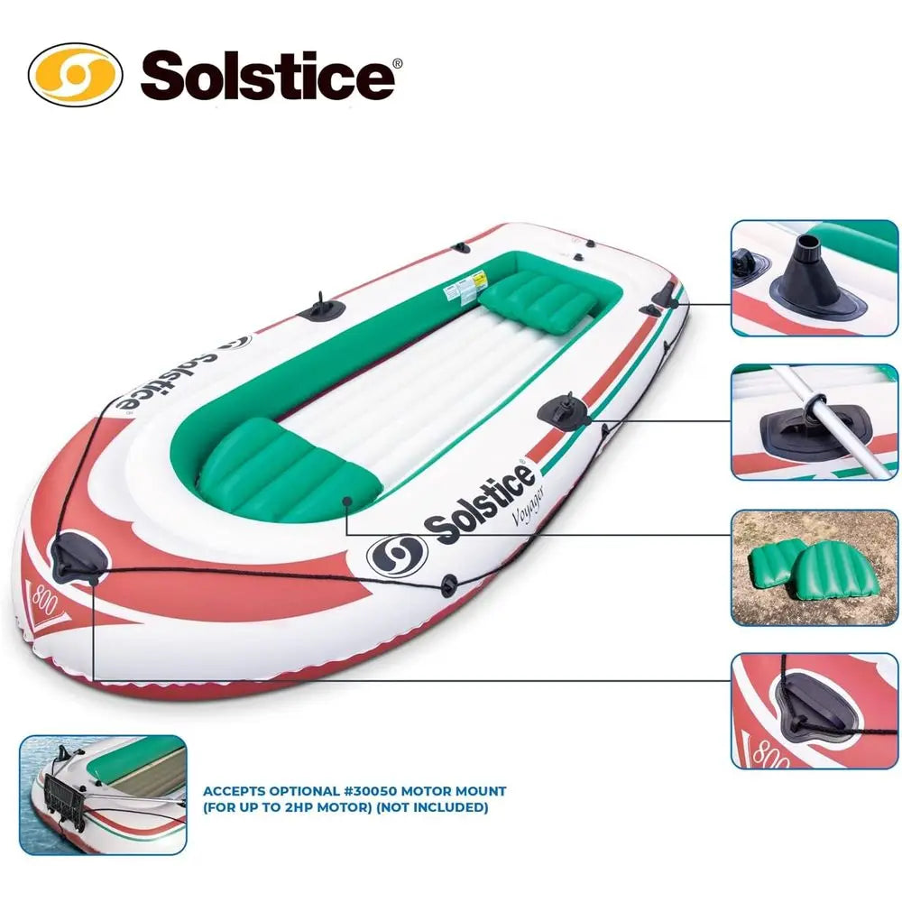 Inflatable Boat for Lakes, Rivers & Beaches – Heavy-Duty Raft with Swivel Oar Locks, Rod Holders & Inflatable Seats – Voyager, F