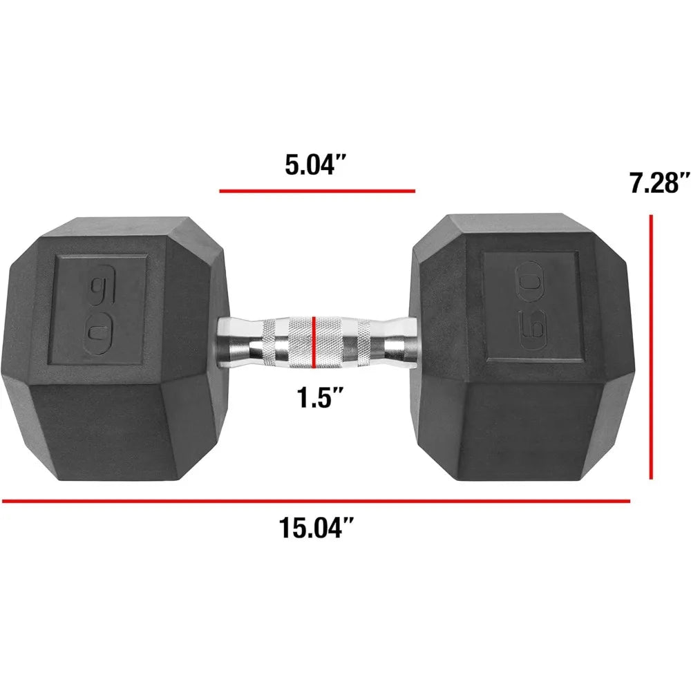 WF Athletic Supply: Durable Rubber-Coated Steel Hex Dumbbells for Strength Training