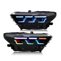 RGB Headlights For Ford Mustang 2015-2017 A Pair of LED HeadLamps Assembly Projector Car Accessories