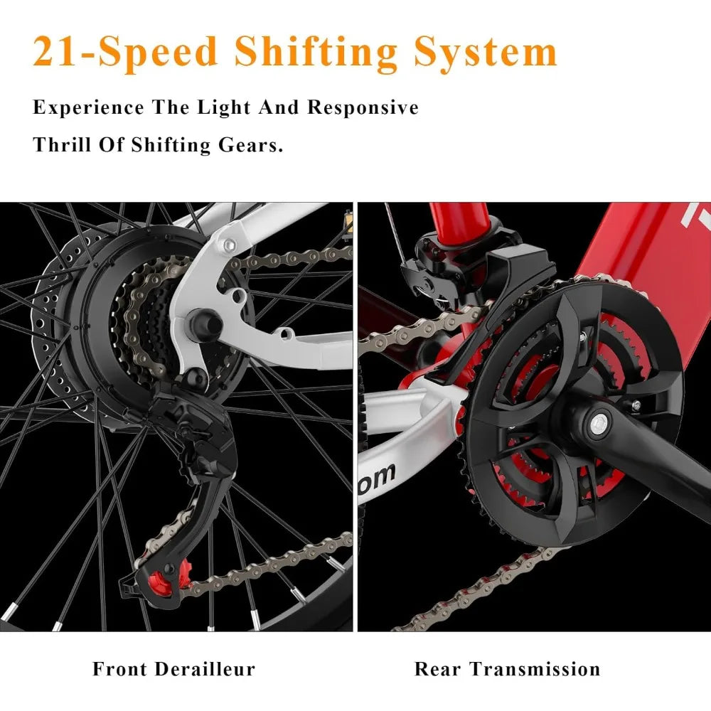 26" Electric Bike for Adult, Peak 1500W Brushless Motor Mountain E Bike, 34.4MPH Top Speed Ebike, 21 Speed, Up to 40 Miles