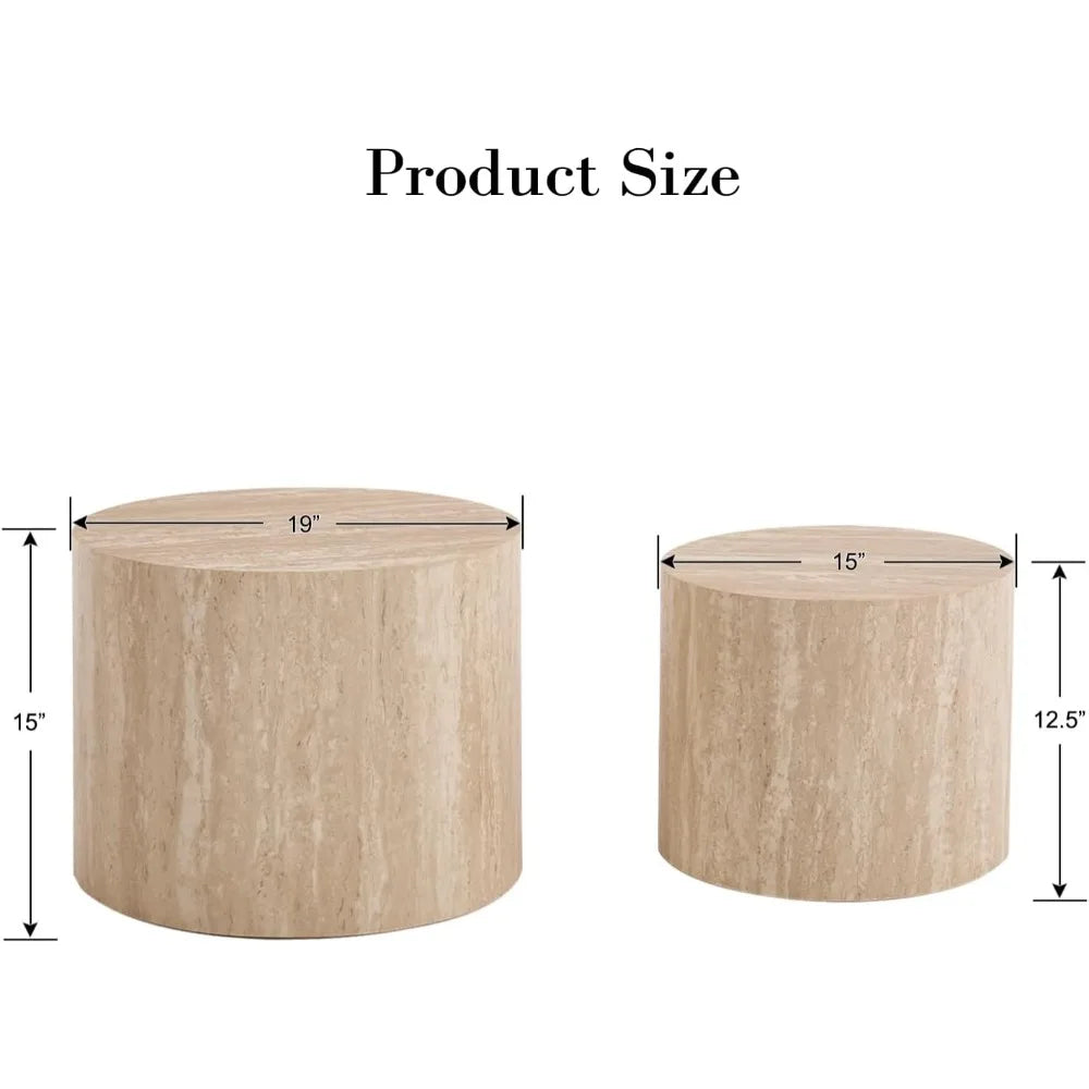 Coffee Tables Side Table Set of 2, Wood Nesting End Table for Living Room Balcony Office, No Assembling