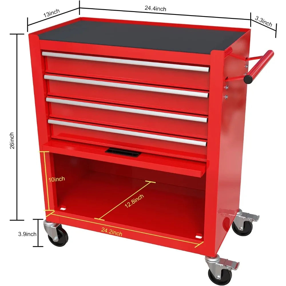 Drawers Rolling  Chest Cart With Tool Sets. Storage Cabinet, 24.4 Toolbox Cart With 4 Wheels. Portable  Cabinet