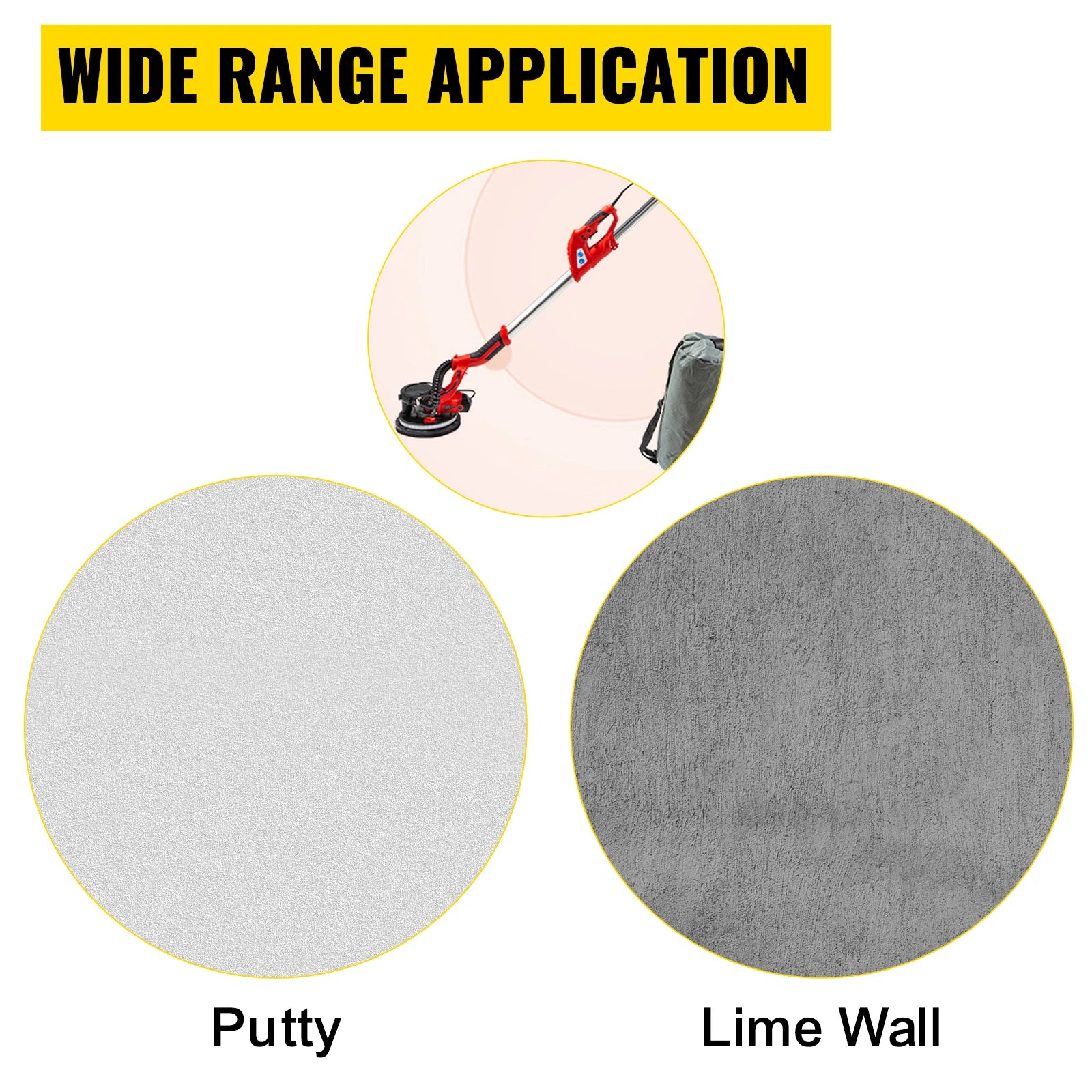SucceBuy Drywall Sander 850W Variable Speed 800-1750RPM Electric Drywall Sander Foldable Sheetrock Sander with Handle Vacuum Bag
