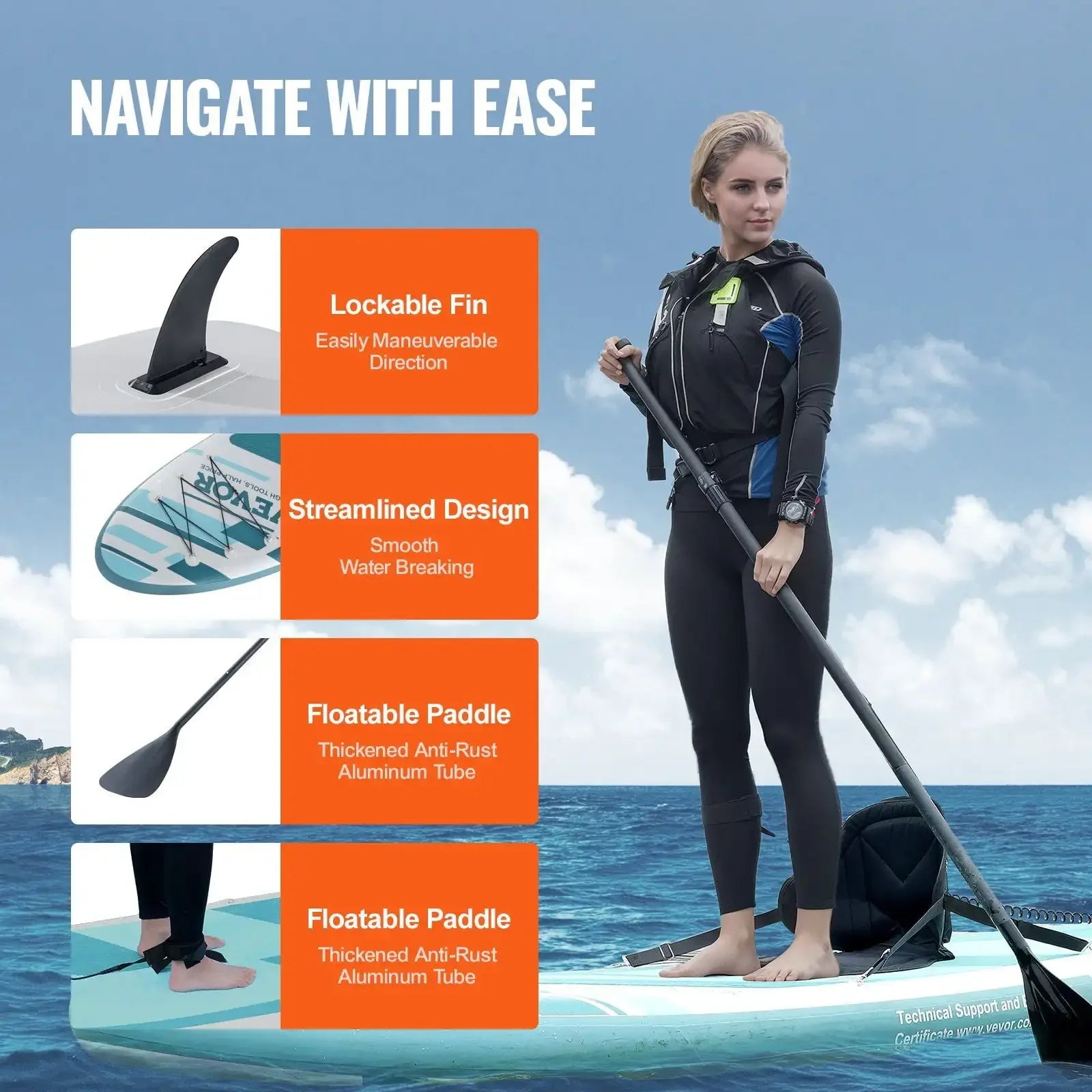 Inflatable Stand Up Paddle Board, 10' x 33" x 6" Wide SUP Paddleboard with Removable Kayak Seat, Board Accessories, Pump