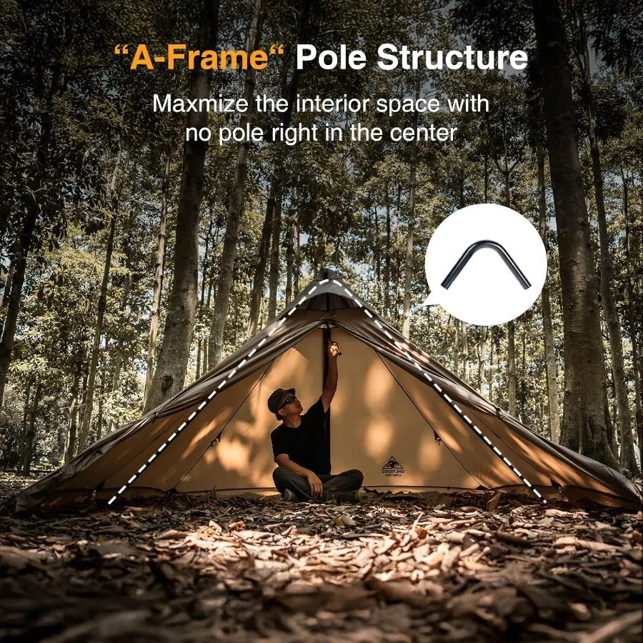 APEX Trail Teepee Tent Waterproof Windproof Hot Tent with Stove Jack for 2 People Ideal for Camping Hiking Bushcraft Bikepackin
