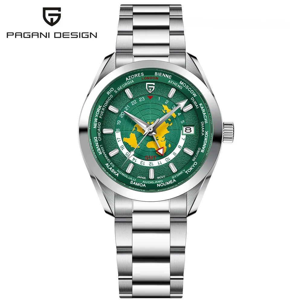 2024 New PAGANI DESIGN GMT Men's Watches NH34A Mechanical Watch For Men Automatic Wristwatch Luminous Dial Sapphire Reloj Hombre
