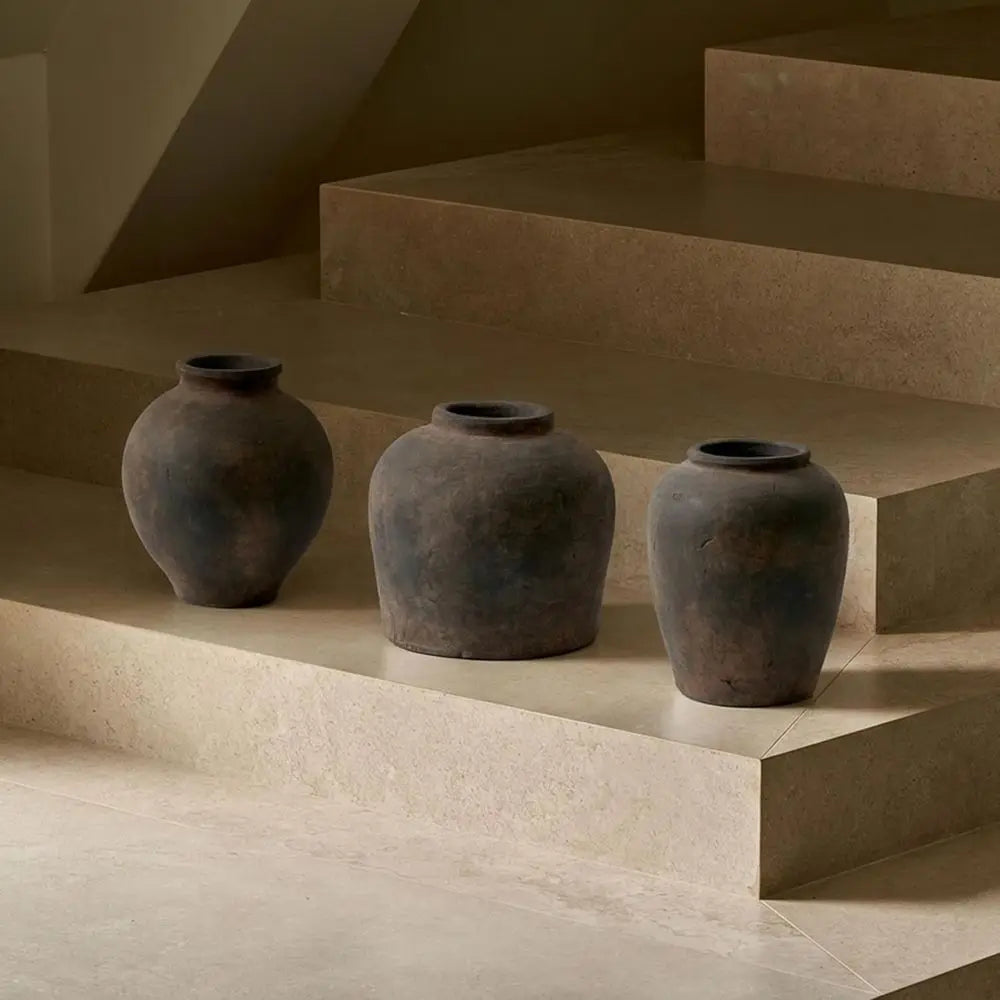 Elegant Brown 11.8 Zen Ceramic Vase for Home Decor with Distressed Farmhouse Style