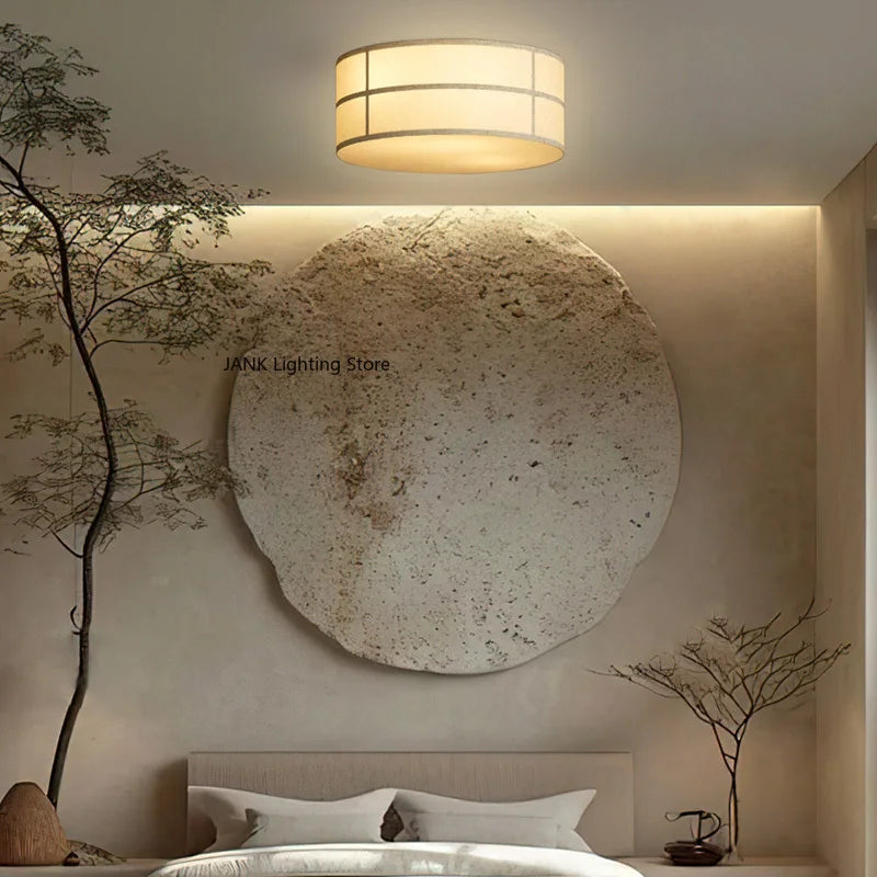 Wabi Sabi Japanese Style Homestay Ceiling Light  Bedroom Master Light  Fabric Lighting Fixtures Including Light Bulbs