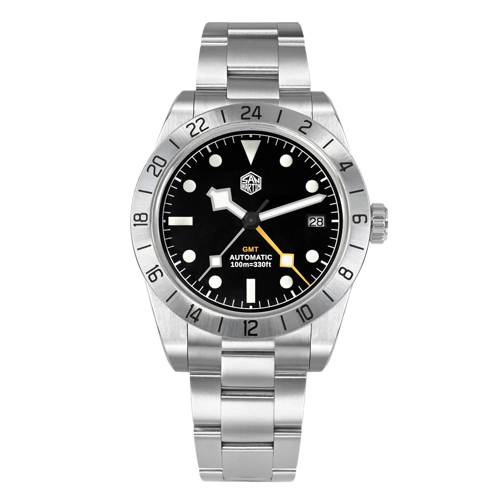 San Martin NH34 39mm BB GMT Luxury Men's Watches Business Dress Watch For Men Automatic Mechanical Sapphire Date Windows BGW9