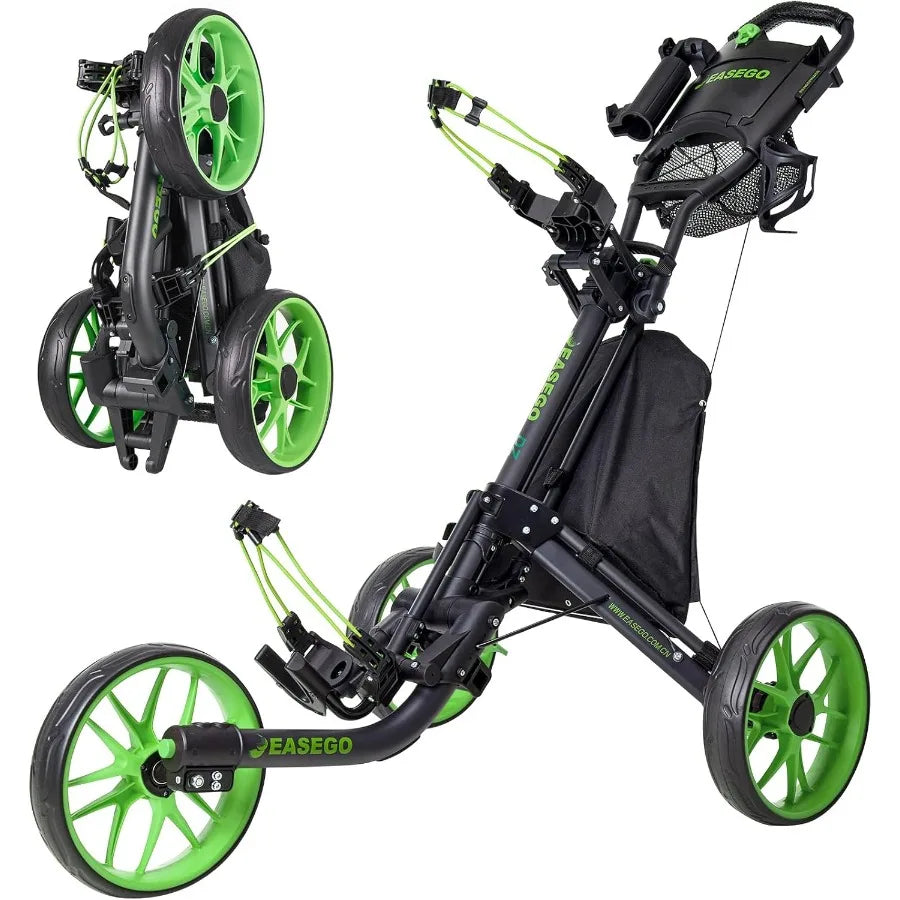 Golf Push Cart 3 Wheel : Golf Bag Cart Foldable with Phone Holder/Cup/Umbrella Holder Compact Golf Pull Carts Quick Fold Golf C