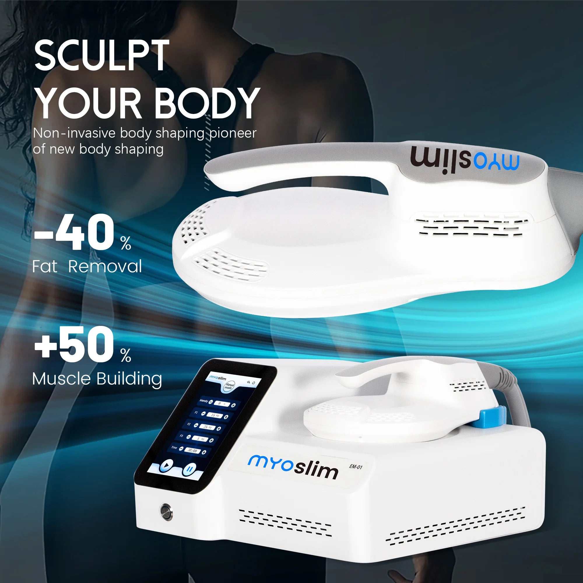 HI-EMT EMS Muscle Sculpt Machine 6500W Slimming Weight Loss Body Stimulator with One Handle for Fitness And Wellness
