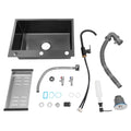 60x45cm Freestanding Stainless Steel Sink with Black Faucet Soap Dispenser Utility Kitchen Laundry Sink