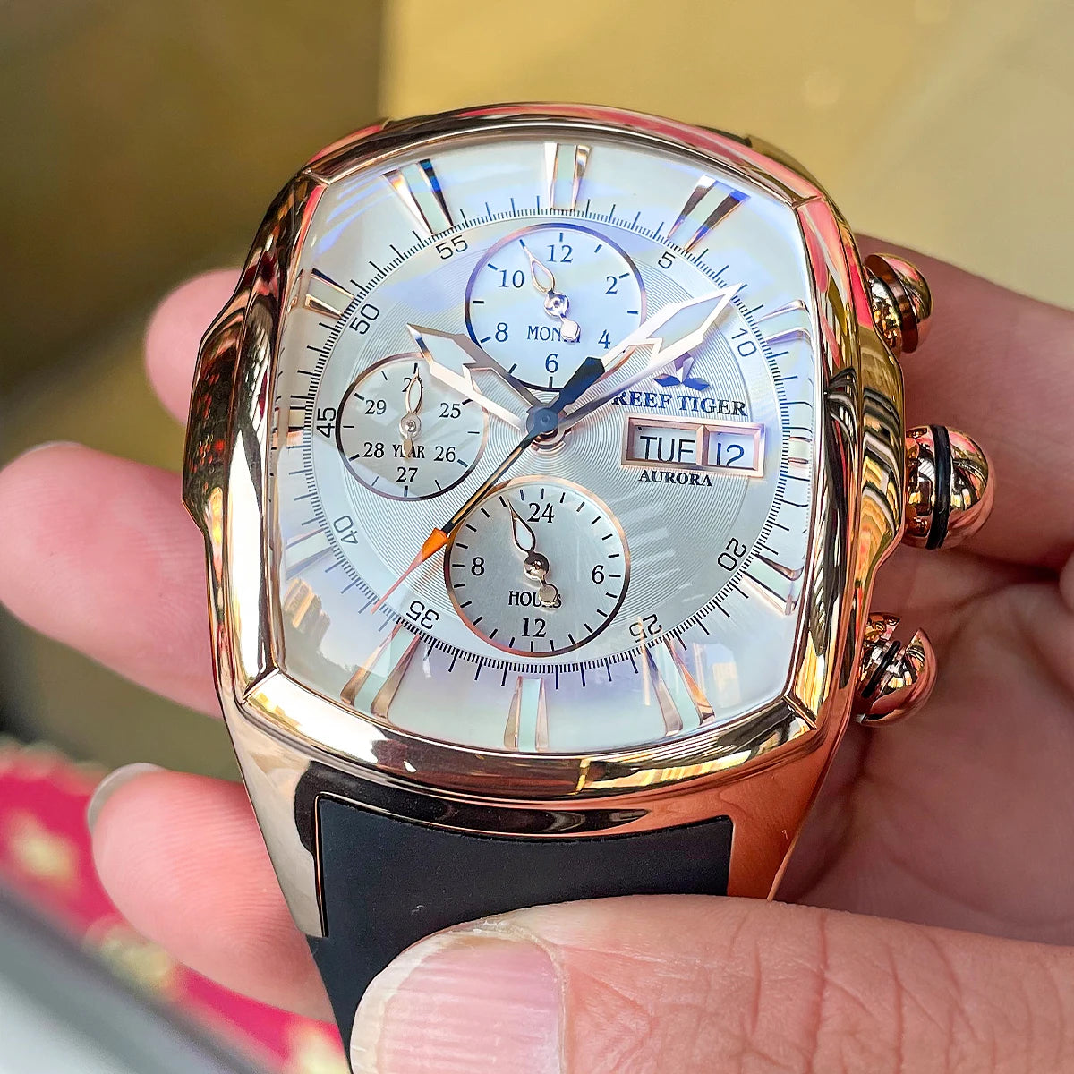 reef tiger brand men's fully automatic mechanical watches, business men's watches, fashionable men's sports watches, Valentine's
