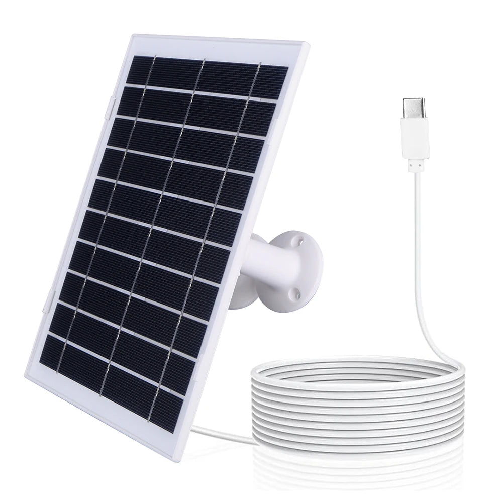 30W Camera Solar Panel Charger Micro USB/USB-C/DC5521 Solar Charging Panel 9.8Ft Charging Cable Compatible with EufyCam/Wyze Cam