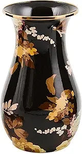 Elegant Tall Enamel Flower Vase, Living Room Decor, Gray & White Checkered Pattern