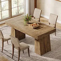Mid-Century Modern Rectangular Wood Dining Table for 4-6, Sturdy Legs, Suitable for Kitchen Dinner