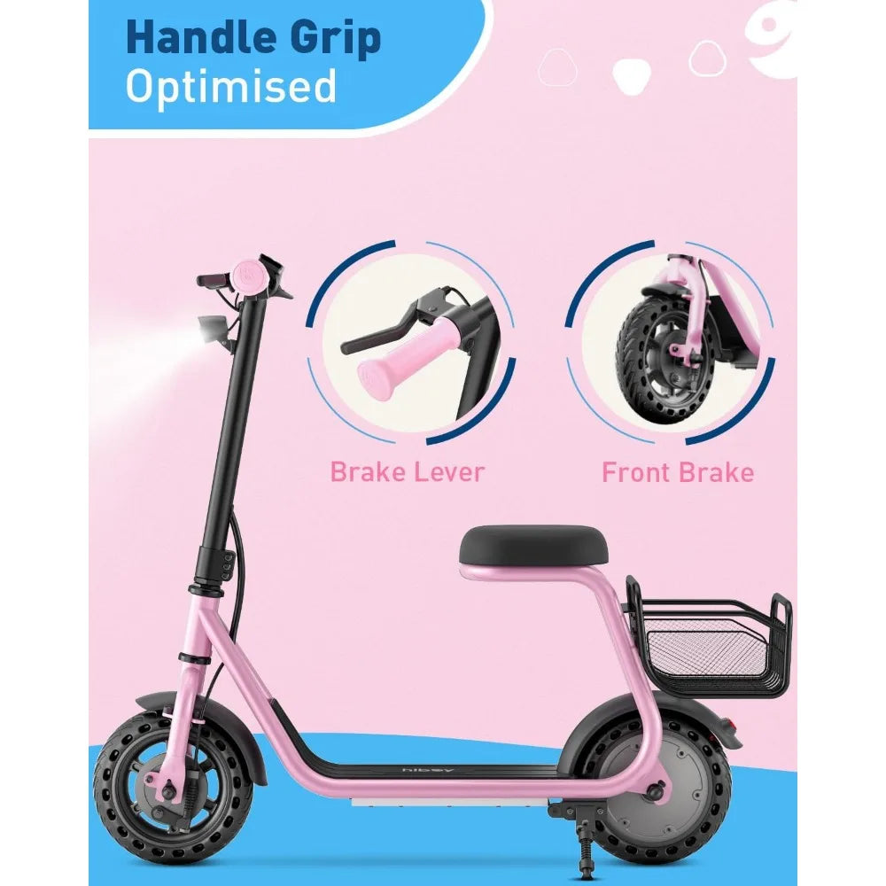 Child Electric Scooter with Seat, UL Certified, 100W Motor, 9.3 MPH, 3-Speed Adjustable, Suitable for Ages 4-10