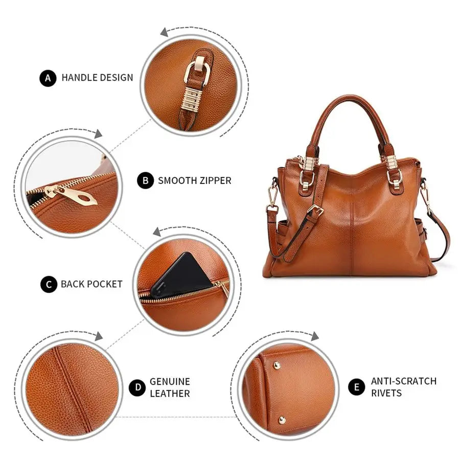 Women Genuine Leather Purses and Handbags Satchel Tote Shoulder Bag
