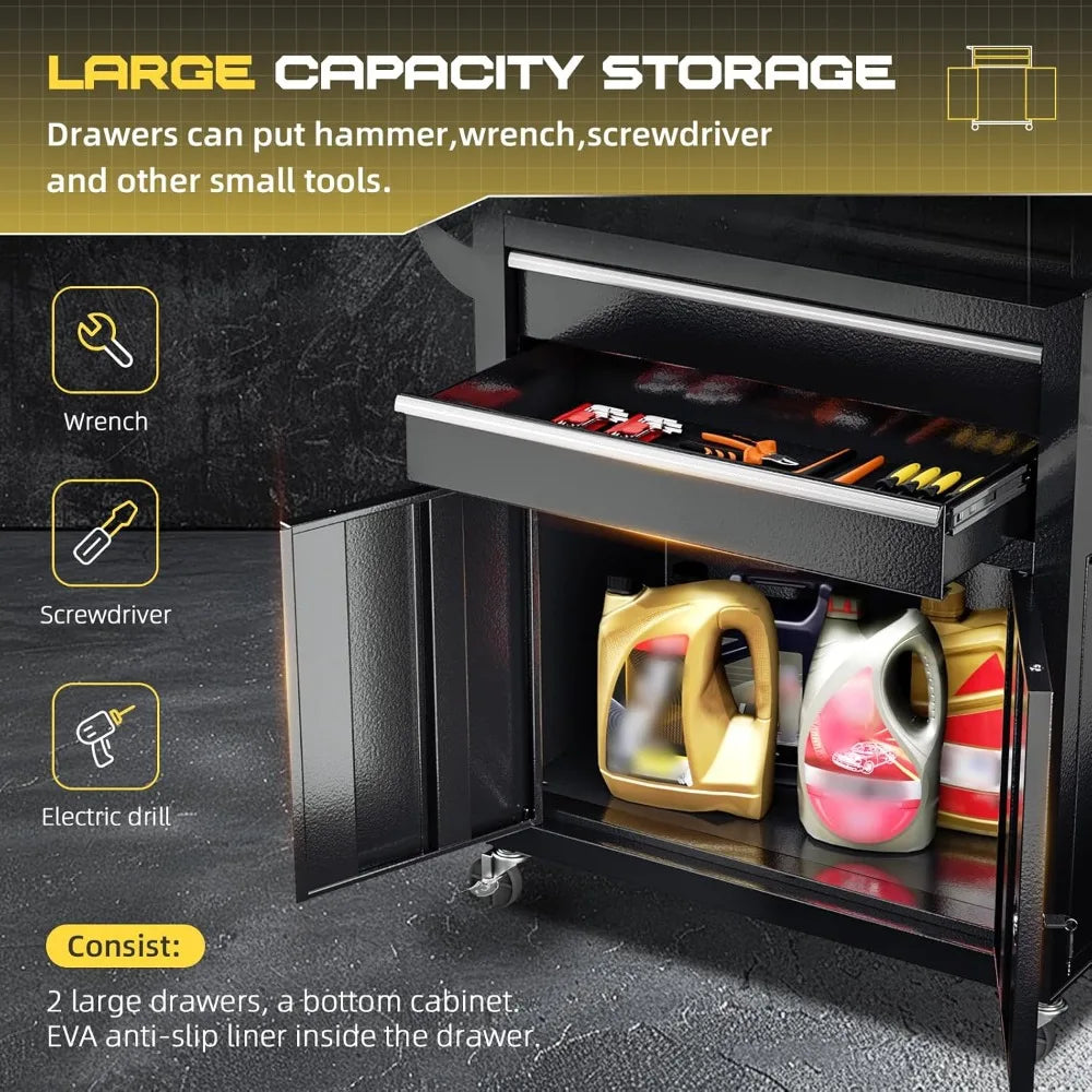 Rolling Tool Chest with Lock, Detachable Tool Cabinet Cart with Wheels, High-Capacity Mechanic Tool Organizer for Garage