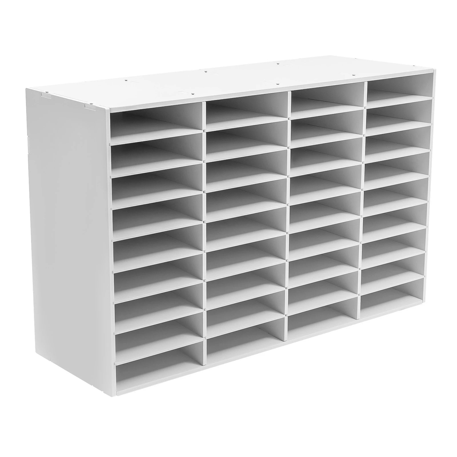 36 Slot Wood Literature Organizer Adjustable File Sorter 36 Compartments White