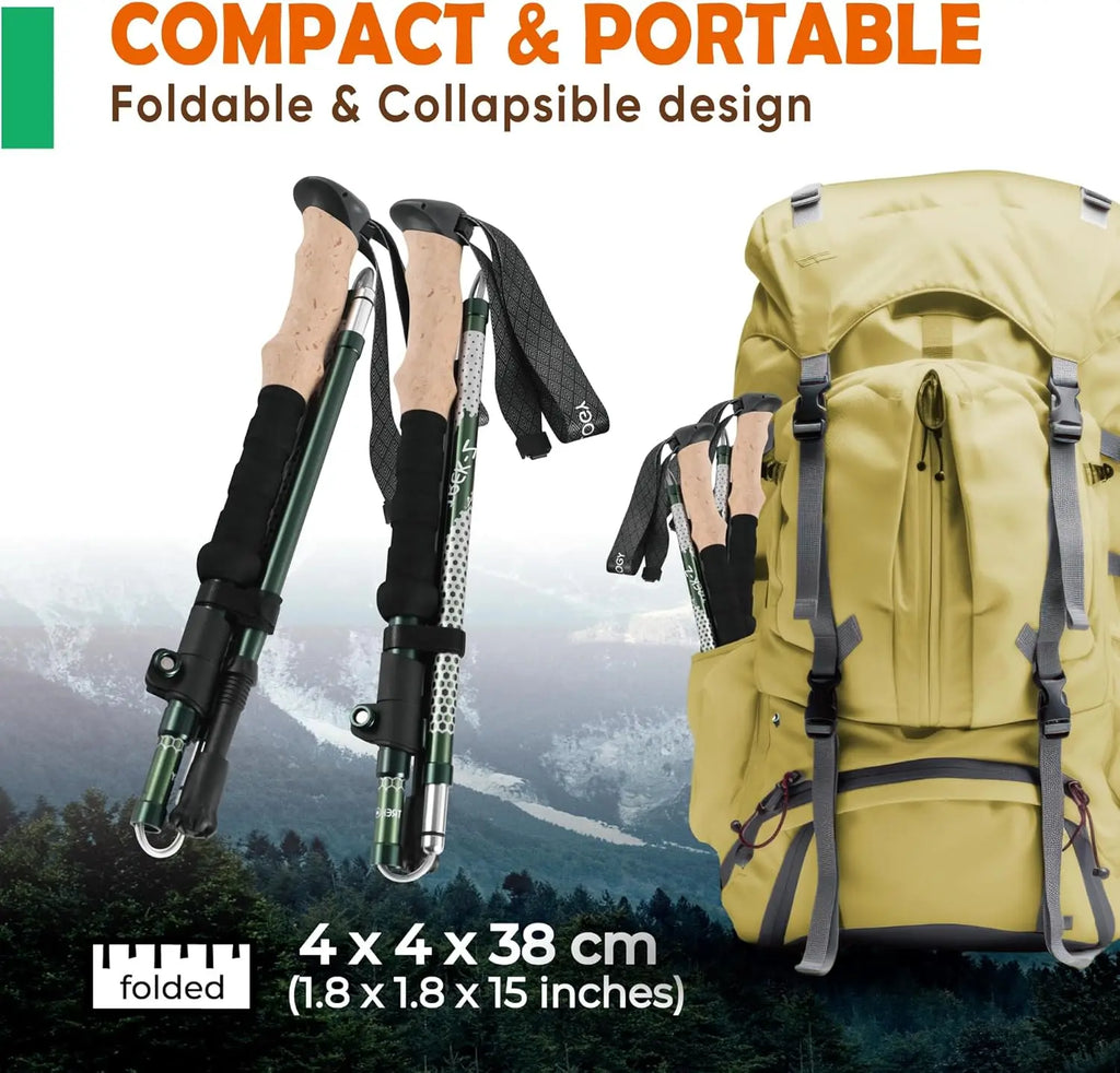 Trek-Z Collapsible Hiking & Trekking Poles - Balance Support for Seniors, Women, and Men, 2pc Per Set