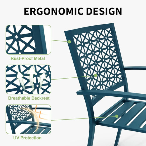 3 Piece Outdoor Stackable Patio Furniture with a Coffee Table and 2 Chairs, Metal  Set, for Indoor Outdoor Backyard, Deck