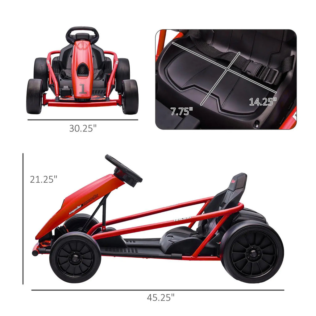 Kids Electric Ride-on Go Kart 24V Battery Powered Drifting Car Toys with Safety Features for Outdoor Fun Ages 8 to 12