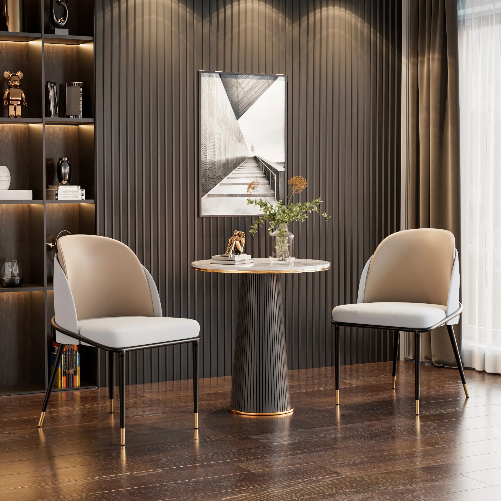 LUVODI Luxury Set Of 2 Dining Chairs Kitchen Accent Leisure Microfiber Leather Living Room Chairs for Dining,Kitchen,Study Room