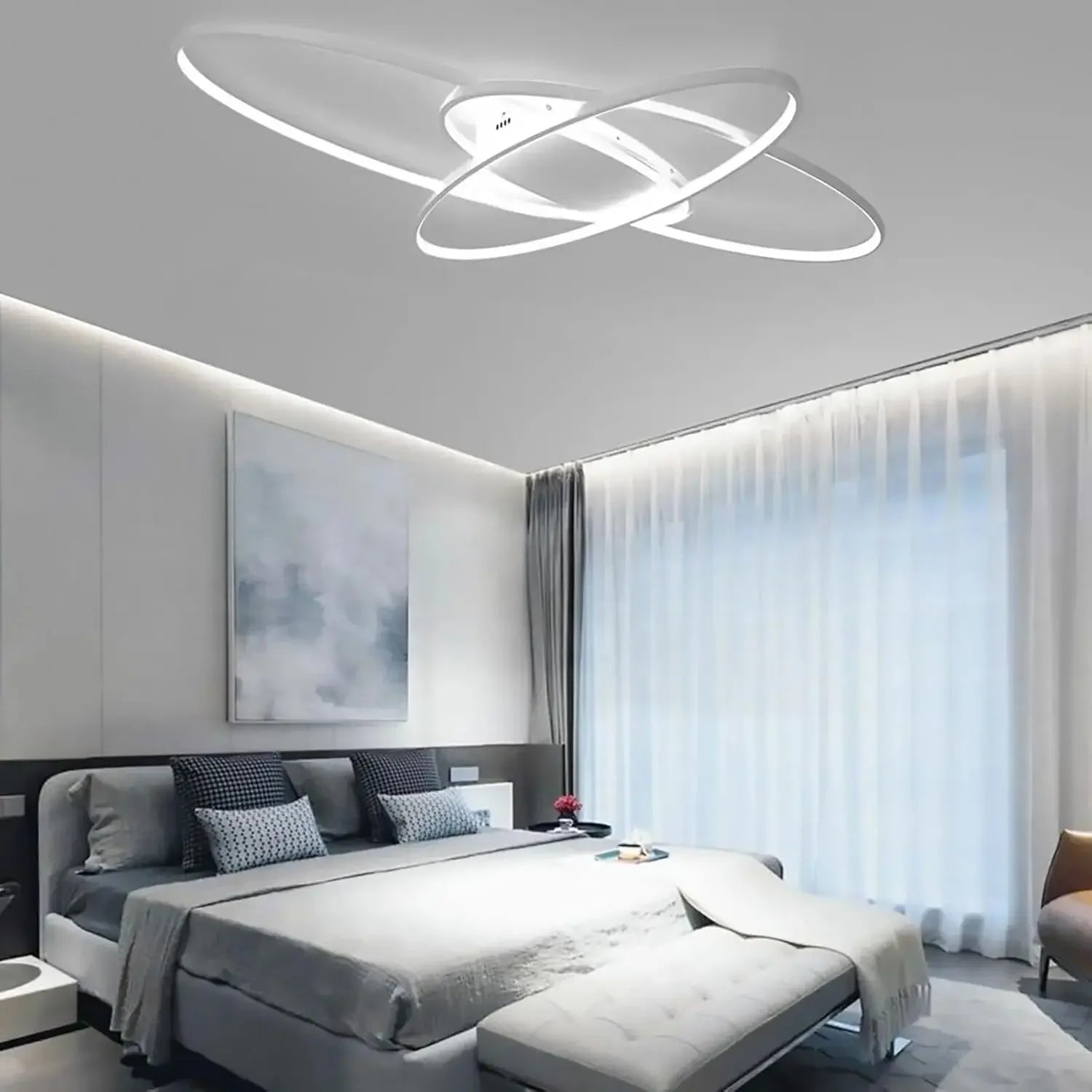 LED Ceiling Light Ceiling Lamp Children's Room Living Room Lamp for Living Room Dimmable Geometric Aluminium 95 x 65 x 8.5 cm