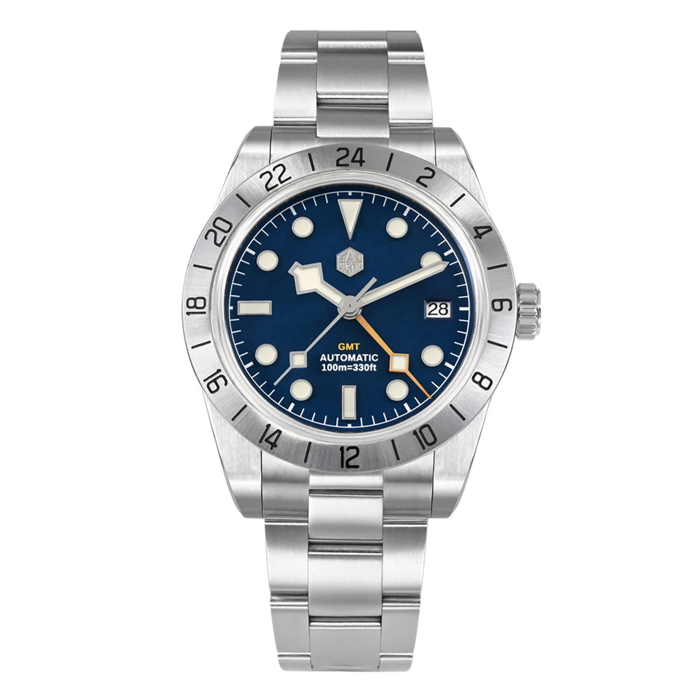 San Martin NH34 39mm BB GMT Luxury Men's Watches Business Dress Watch For Men Automatic Mechanical Sapphire Date Windows BGW9