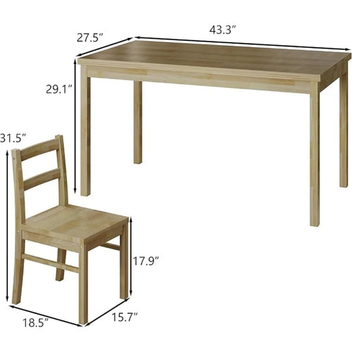 43.3 inch Solid Wood Indoor Modern Rectangular Dining Table Set for 4,Table and 4Solid Wood Dining Chairs for Kitchen,Customized