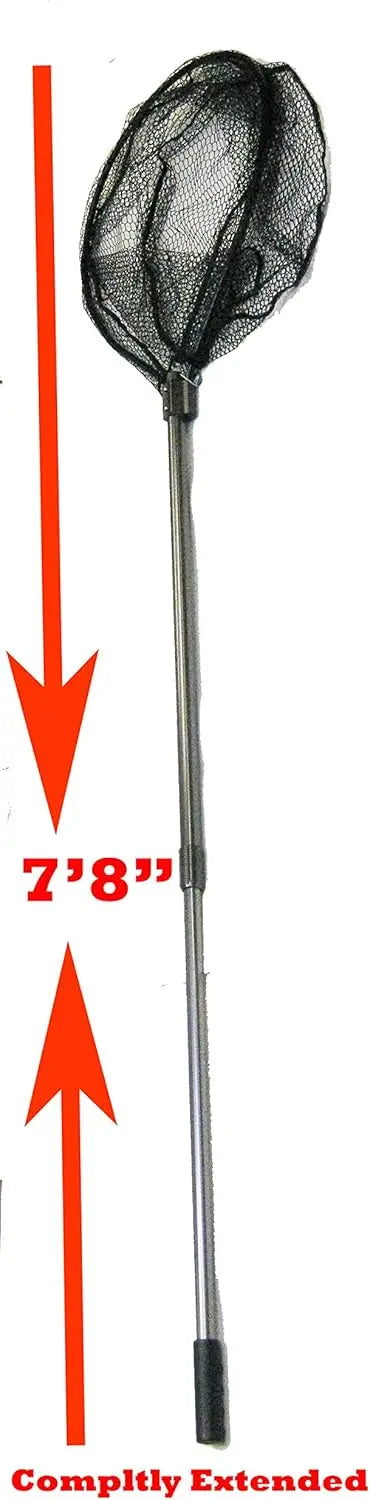 Large Retractable Aluminum Fishing Net with Telescopic Handle, 20x27 Inch Hoop