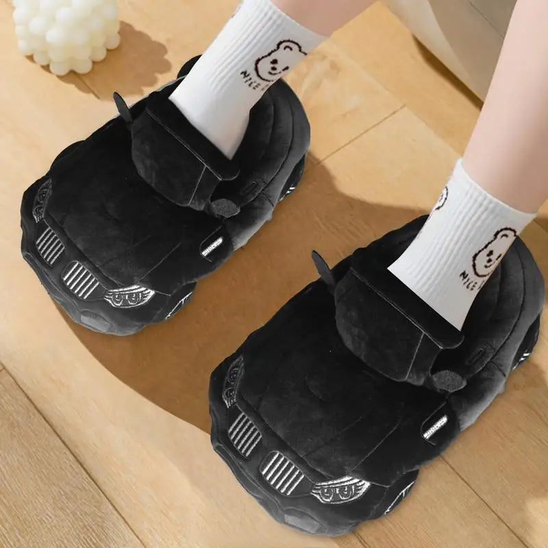 Cars Plush Slippers Cartoon Plush Shoes 29cm Portable Fuzzy House Slippers Soft Racing Car Slippers for Family Gatherings
