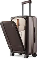 Carry On Luggage 22x14x9 Airline Approved, 20 Inch Suitcase with Front Compartment & Cup Holder, Coffee-Infused PC Hard