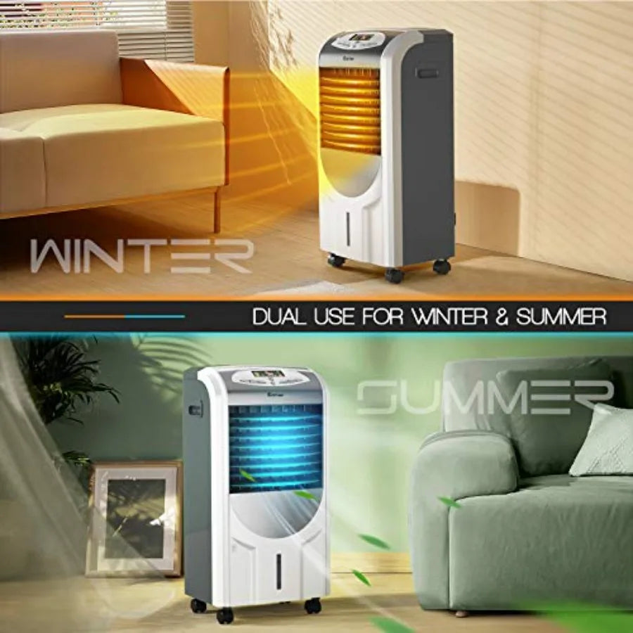 5in1 Portable Air Cooler and Heater with Evaporative Cooling Technology 3 Operating Modes 3 Adjustable Speeds 8Hour Timer Dual
