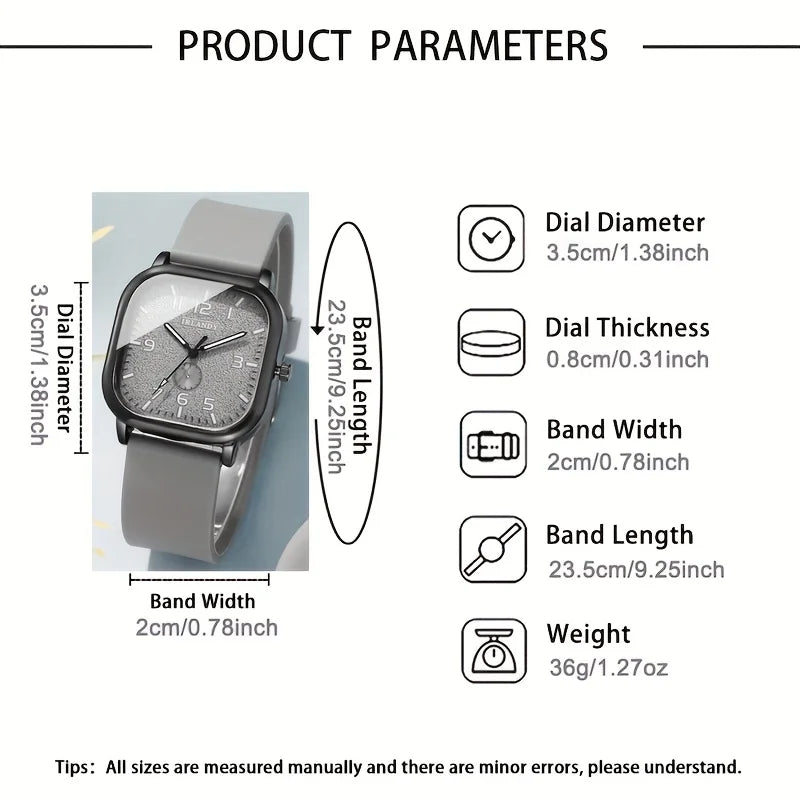 Square Quartz Watch for Women - Digital Dial, Silicone Band, Alloy Case, Perfect Gift for Mom & Friends