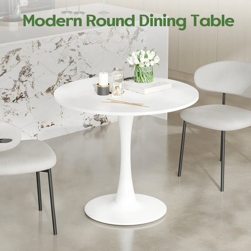 31.5" Small Round Dining Tulip Table Seats Up to 2-4 People,Wood Tabletop with Metal Pedestal Base