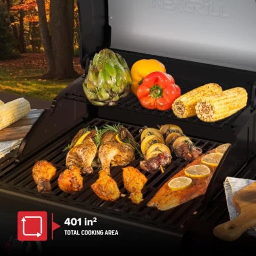 Nexgrill Deluxe 2-Burner Gas Grill with 401 SQ In Grate 28000 BTUs Heavy Duty Steel Frame Foldable Side Table Propane BBQ Grill