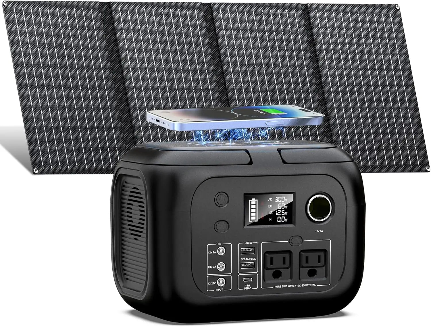 300W Portable Solar Power Station with 40W Panel, 260Wh Battery for Camping, Outdoor & Home Backup