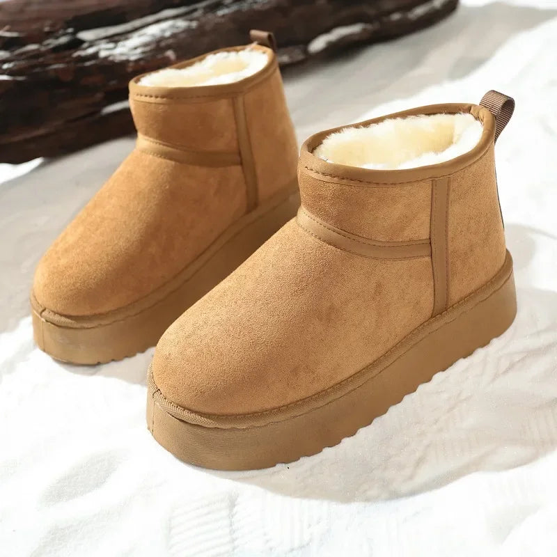 2025 New Women's Winter Snow Boots with Velvet Warmth Thick Bottom Bread Big Head Cotton Shoes