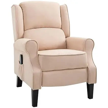 HOMCOM Vibration Massage Recliner Chair for Living Room with Heat, Wingback Single Sofa, Modern Suede Fabric Push Back Reclining