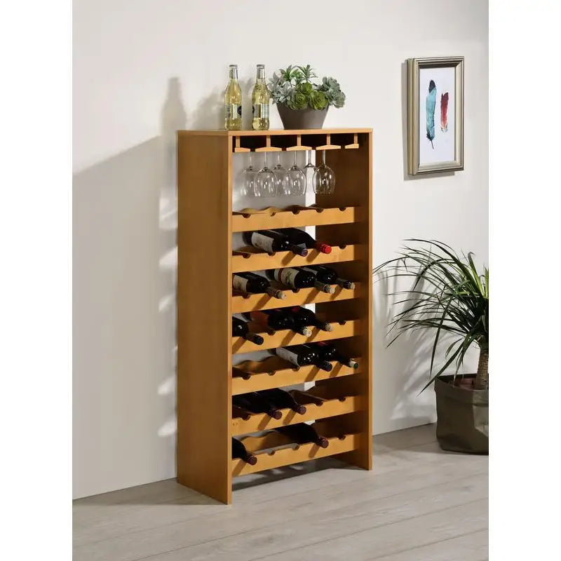 Hanzi Oak Finish Wine Rack**New Product Title:** Stylish Oak Wine Rack Storage for Up to 12 Bottles - Elegant Design for Home