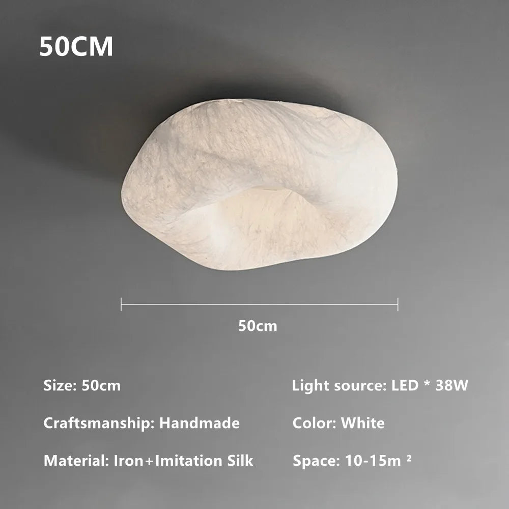Wabi Sabi Cloud Handmade Imitation Silk Ceiling Light Living Room Entrance Hallway Light Japanese Design Bedroom and Study Light