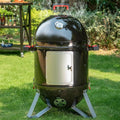 18-Inch Vertical Charcoal Smokers BBQ Grills with Porcelain-Enameled Smoking Chamber and 2-Layer Smoking Shelves for Outdoor Ba